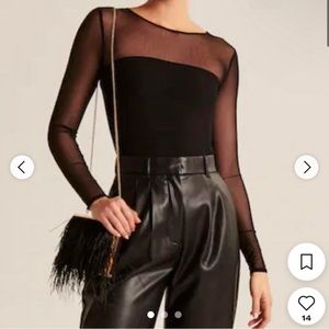 Abercrombie & Fitch black mesh bodysuit